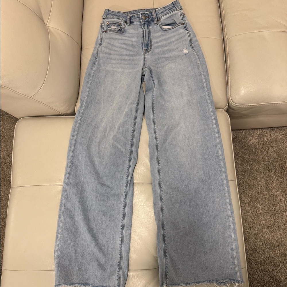 American Eagle Dreamy Drape Stretch Super High-Wasted Baggy Wide Leg Jeans